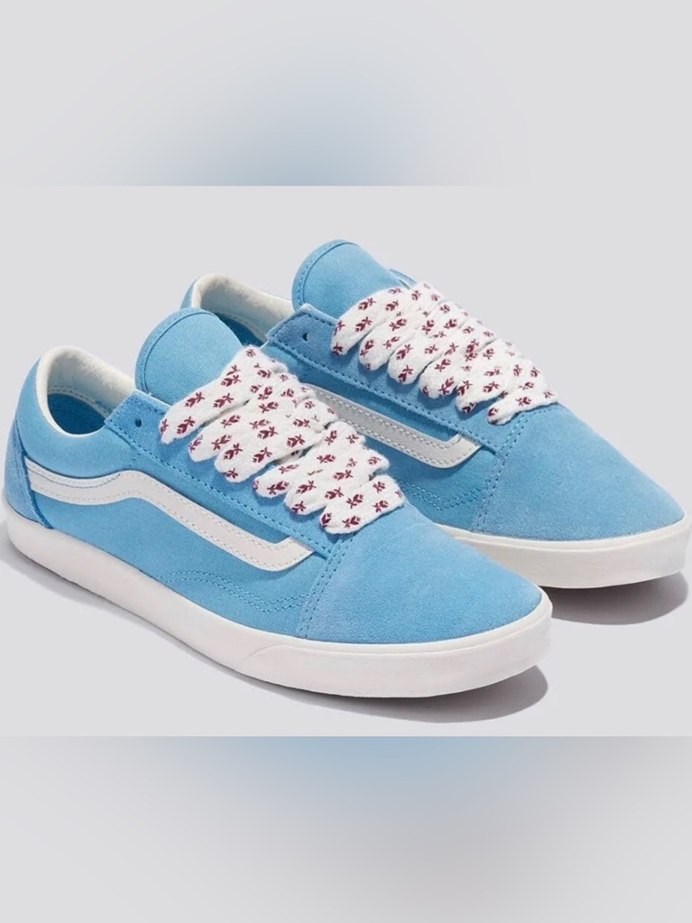 VANS Floral Laces Old Skool Lowpro Heritage Blue Womens Sneakers 8.5 Worn Once!